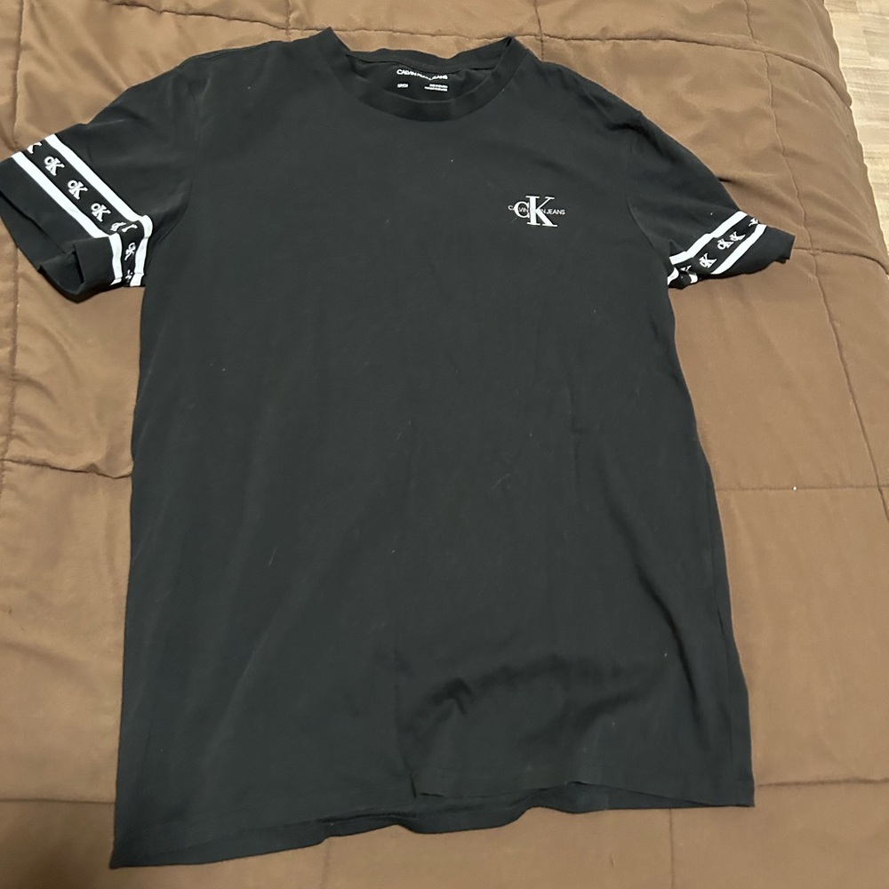 Calvin Klein Jeans Black Tee with Logo Sleeves